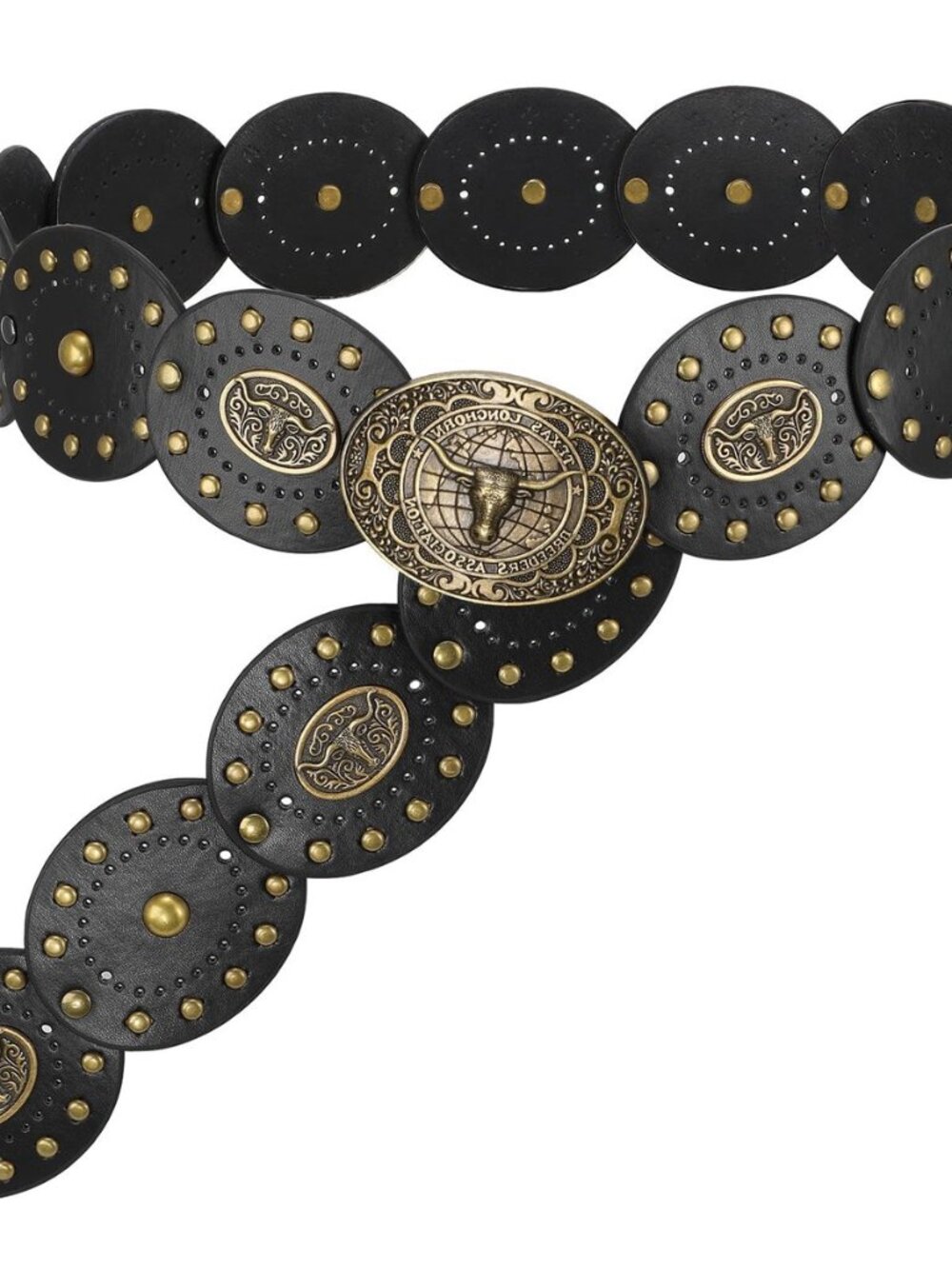 Women's Boho Disc Belt Cowboy Wide Western Concho Leather Belt for Dresses Jeans